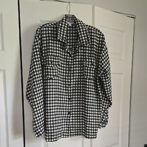 Black and White Checkered Flannel Shacket